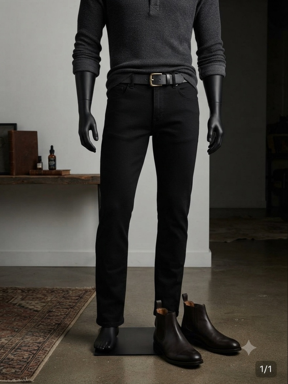 NWOT Mugsy “Squid Inks” Slim Straight Men's Black Jeans 40x30